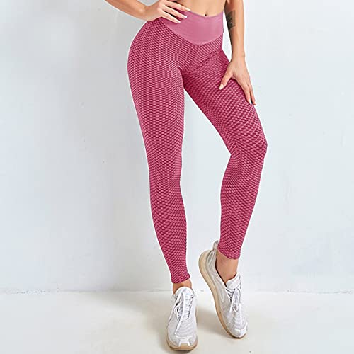 EULLA Legginsy do jogi z wysokim stanem dla kobiet, Czerwona Róża 05, S