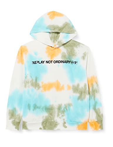 REPLAY Chłopięca bluza z kapturem SB2445.052.23164T, 020 TIE & DYE, różowo-różowa, 6A, 020 krawat i barwnik różowy-różowy, 6 Lat