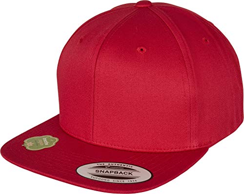 Yupoong Flexfit czapka snapback z organicznej bawełny z prostym daszkiem, organiczna bawełniana czapka baseballowa, regulacja rozmiaru, rozmiar uniwersalny uniwersalny, czerwony, jeden rozmiar
