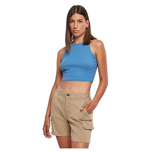 Urban Classics Damski top Cropped Rib Top horizonblue 5XL, niebieski poziomy., 5XL