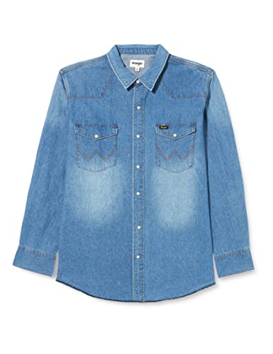 Wrangler Koszula męska Heritage, Authentic Blue, średnia, Authentic Blue, M