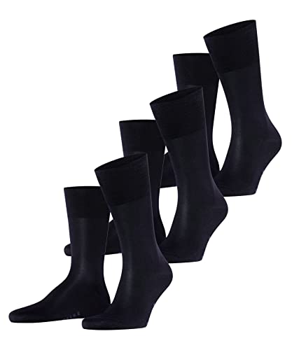 FALKE Męskie skarpety Tiago, 3-pak, bawełna, czarne, wzmocnione skarpety męskie bez wzorów, oddychające, cienkie i jednokolorowe, 3 pary, Niebieski (Dark Navy 6370), 46 EU
