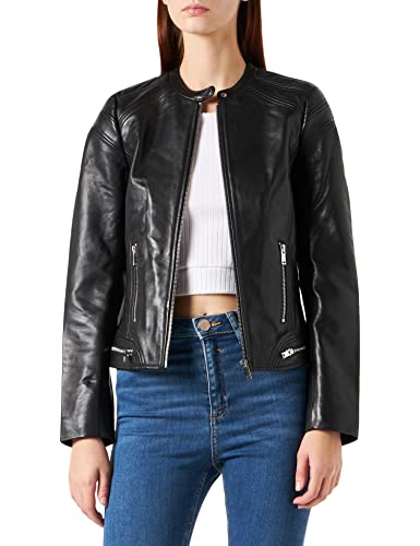 Naf Naf Skórzana kurtka damska, Czarny, 44