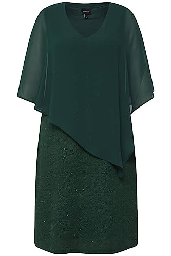 Ulla Popken Damska sukienka szyfonowa Doublelayer, niebieski, 46/48/Große n