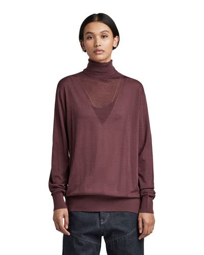 G-STAR RAW Damski sweter Core Roll Neck Knit, Fioletowy (Vineyard Wine D166-d303), L