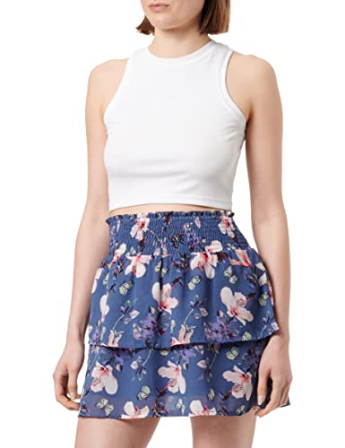 Bestseller A/S Damska spódnica Onlann Star Layered Smock Skirt Noos Ptm, Vintage Indigo/Aop: Nova Butterfly Floral, XXS