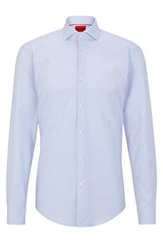 HUGO Męska koszula Kason Slim-Fit z teksturowanej bawełny popeliny, Light/Pastel Blue459, 44