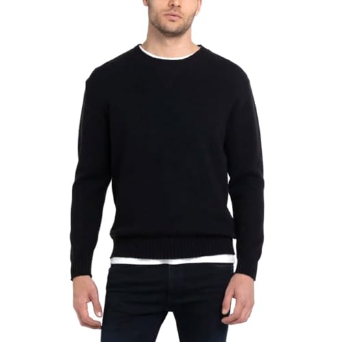 Replay Sweter męski Relaxed Fit, 098 BLACK, XL