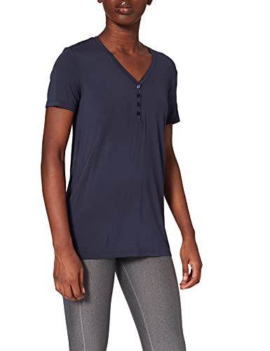 Schiesser Schlafshirt Mit Knopfleiste Top Pijama Kobiety, Blau, 36