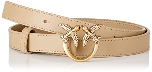 Pinko Love Berry H2 Belt Cielęcina Zestaw Pasek Damski, Beżowy (D28q_beżowy Safari-antique Gold), S