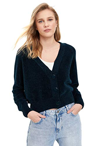 DeFacto Kardigan normalny krój dla kobiet kardigan na topy damski (petrol, XL), Petrol, XL