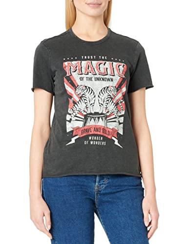 ONLY Women's ONLLUCY REG S/S CIRKUS Studs TOP Box JRS T-Shirt, Black/Print:Magic, S (2 sztuki)