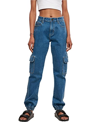 Urban Classics Damskie spodnie cargo ze stretchem organicznym, Clearblue Washed, 52