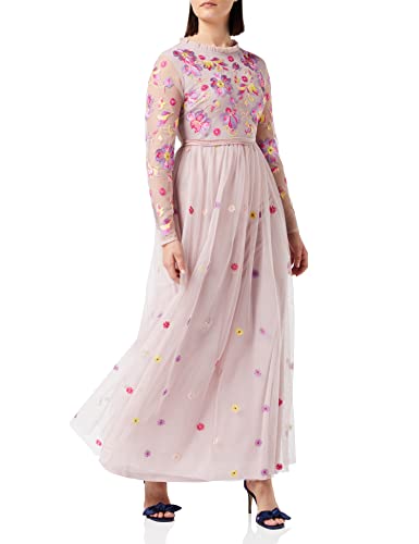 Frock and Frill Damska haftowana sukienka w kwiaty na specjalne okazje, dla panny młodej, róż, 8