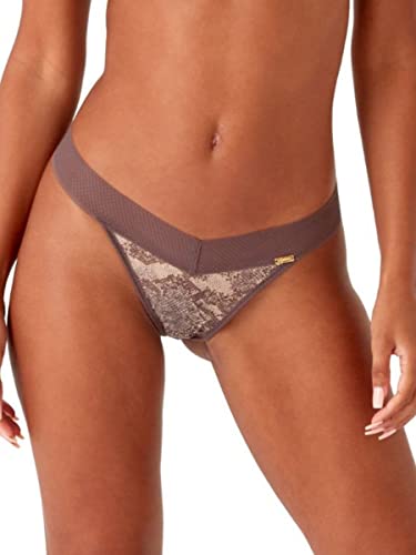 Gossard Damskie błyszczące majtki stringi, nadruk węża, L, Nadruk węża