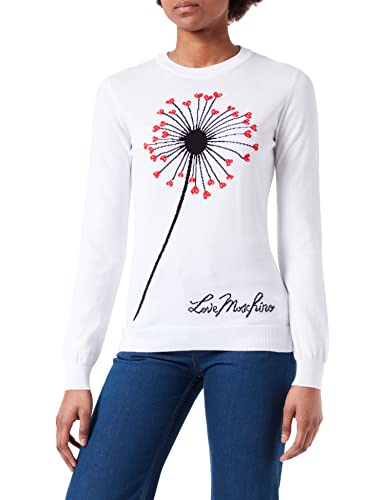Love Moschino Sweter damski z długim rękawem, Optyczny biały, 44