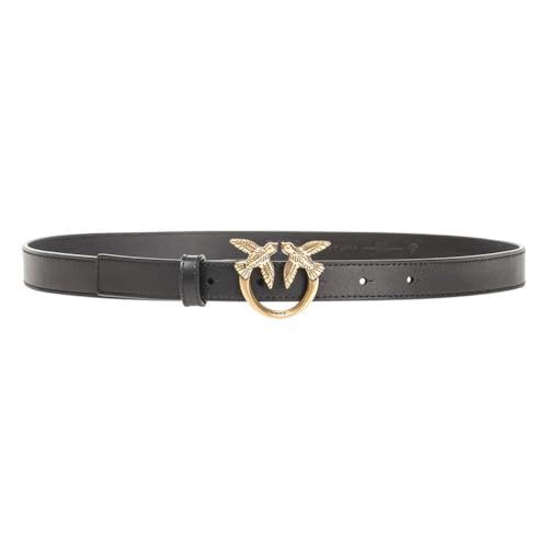 Pinko Love Berry H2 Belt Cielęcina Zestaw Pasek Damski, Z99q_czarno-antyczne złoto, S