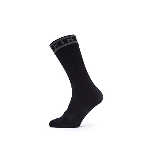 SEALSKINZ Unisex wodoodporna ciepła pogoda średniej długości skarpety z Hydrostop - czarny/szary, mały