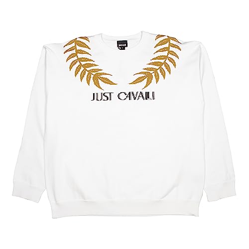 Just Cavalli Sweter męski, 100j biały żakard, XS