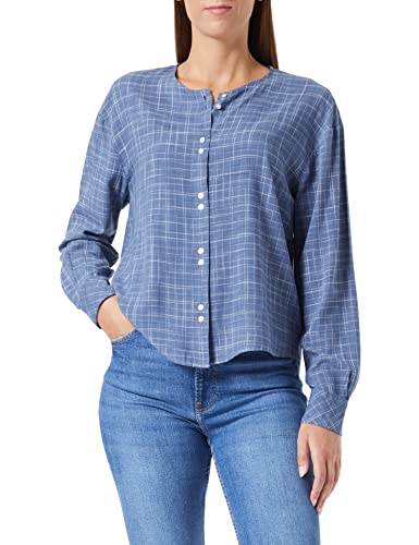 TOM TAILOR Damski Bluzka z wzorem w kratkę 1032913, 30306 - Woven Small Blue Grid Check, 42