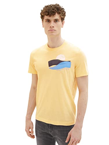 TOM TAILOR Koszulka męska 1036324, 32020-Corn Yellow Fine Stripe, L, 32020 - Corn Yellow Fine Stripe, L