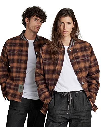 G-STAR RAW Męska kurtka bomber Collar, Wielokolorowy (Dk Fig Harper Check C839-c751), XXL
