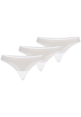 Teyli Damskie stringi tanga z siateczki, 3 pary, białe, rozmiar XL, biały