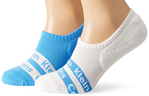 Calvin Klein Męskie skarpety z logo Ribbon high Cut Footie Socks, biały/niebieski Crush, jeden rozmiar, biały/niebieski, jeden rozmiar