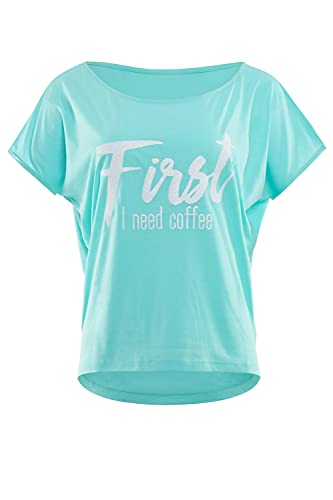 WINSHAPE T-shirt damski, miętowo-biały, XXL