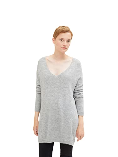 TOM TAILOR Denim Damski Sweter Basic 1035732, 10367 - Light Silver Grey Melange, XL