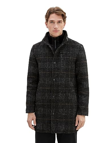 TOM TAILOR męski płaszcz wełniany, 32524 – Dark Grey Wool Check, M