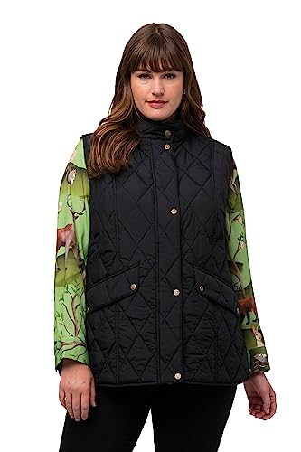 Ulla Popken Damska kamizelka pikowana z podszewką bażanta, czarny, 42-44 duże rozmiary