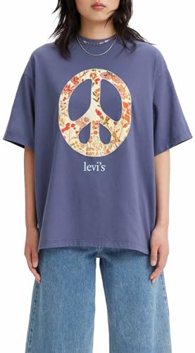 Levi's Damski sweter z krótkim stosem graficzny, Kwiatowy znak pokoju korona niebieska, XXS