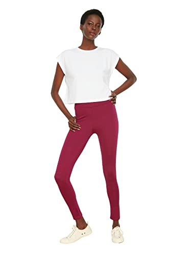 Trendyol Damskie legginsy z dzianiny z wysokim stanem, Ciemnofioletowy, XL