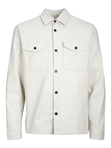 JACK & JONES Męska koszula Jprroy Solid Overshirt L/S Sn na czas wolny, biały melanż/Fit: comfort fit, XL