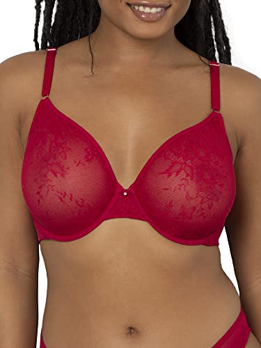 Smart & Sexy Damski biustonosz z fiszbinami z siateczki, czerwony (gładka koronka), 36D