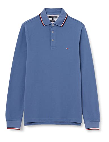 Tommy Hilfiger Męska koszulka polo 1985 RWB Slim LS L/S, Faded Indigo, S