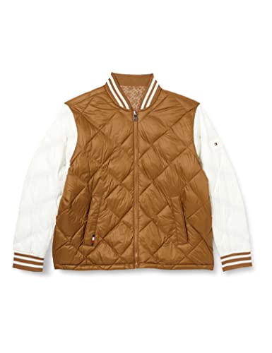 Tommy Hilfiger Męska kurtka izolowana z odwracalną warstwą bomberki, Pustynny khaki, XS