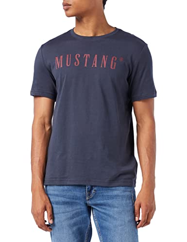 MUSTANG Męski T-shirt Alex C Logo Tee, Blue Nights 4085, S