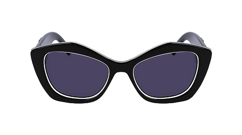 KARL LAGERFELD Damskie okulary przeciwsłoneczne KL6127S, czarne/białe, jeden rozmiar, czarny/biały, Rozmiar uniwersalny