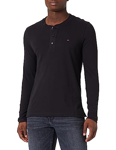 Tommy Hilfiger Koszulka męska Henley Ls Tee L/S, Czarny, XXL