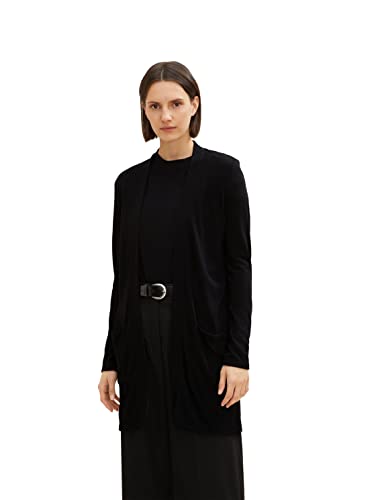 TOM TAILOR Damski Kardigan z kieszeniami 1032699, 14482 - Deep Black, XXS