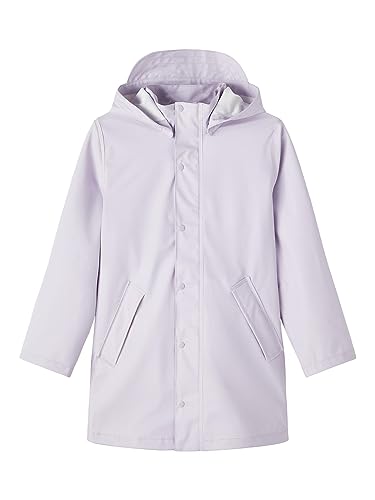 NAME IT Unisex Kids NKNDRY RAIN Jacket Long 1FO NOOS kurtka przeciwdeszczowa, Orchid Petal, 134, orchid petal, 134