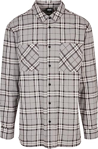 Urban Classics Męska koszula z długim rękawem oversize, szara/czarna, M, szary/czarny, M