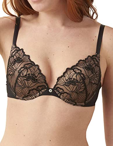 Maison Lejaby - Szwajcarski biustonosz typu push-up Flora damski, czarny, M