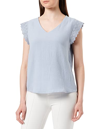 ONLY Women's ONLTHYRA SL Mix TOP WVN T-Shirt, Blue Blizzard, M, Blue Blizzard, M