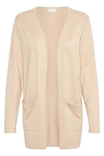 KAFFE damski kardigan długie rękawy biodra długość dzianiny, otwarty przód sweter damski, Smoke Gray, S