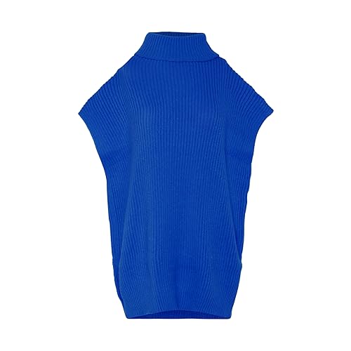 Blonda Damska kamizelka bez rękawów z golfem z dzianiny, niebieska, rozmiar XL/XXL, niebieski, XL