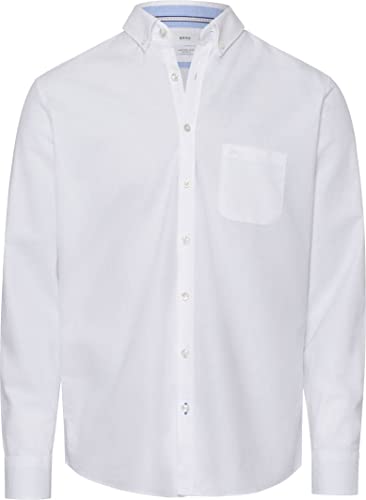 BRAX Męska koszula w stylu Daniel U Oxford Natural Flex elastyczna koszula męska, biała, S, biały, S
