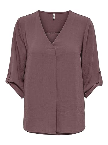 JACQUELINE de YONG Damska bluzka z rękawami 3/4, jednokolorowa, Ró?owo-br?zowy, 34